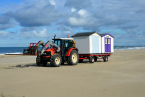 Strandhuisjes rijden